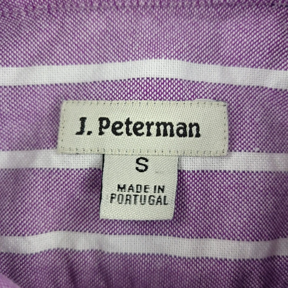 Camisa J Peterman Para Hombres Pequeña Rayas Púrpura Oxford Negocios Informal Oficina Viaje Foto 4 de 4