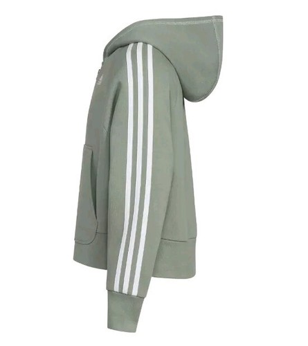 NWT Girls Adidas Zip Up Sweatshirt Hooded Fleece Silver Green Size Large 14 - Picture 7 of 7