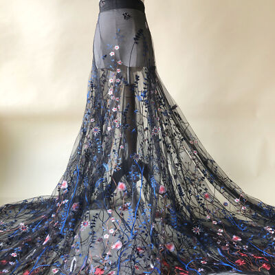 Exquisiter Spitzen Tüll Stickerei Blumen Spitzenstoff für Wald Brautkleid