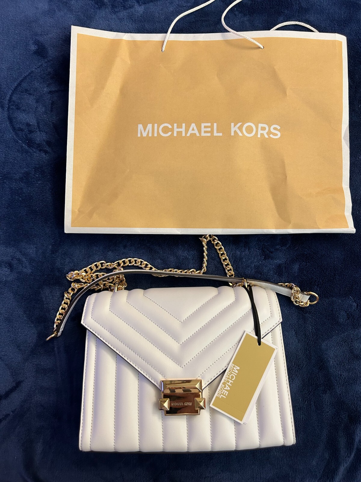 BORSA A TRACOLLA MICHAEL KORS MODELLO WHITNEY PELLE BIANCA TRAPUNTATA NUOVA !!!!