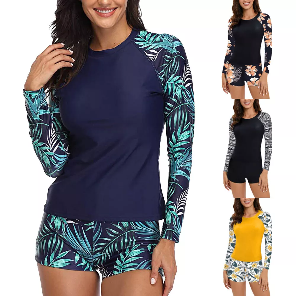 Swimsuit Rash Guard Women Long Sleeve Swimwear Surfing Two Piece Set Swimming