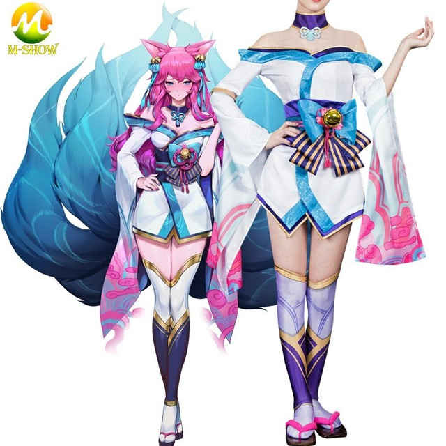 Does Spirit Halloween Have Anime Costumes - LOL Spirit Blossom Ahri Cosplay Costume Dress Full Suit Halloween