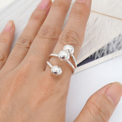 rings ページ Women Sterling Silver Triple Balls Wrap Stament Ring A3143 | eBay