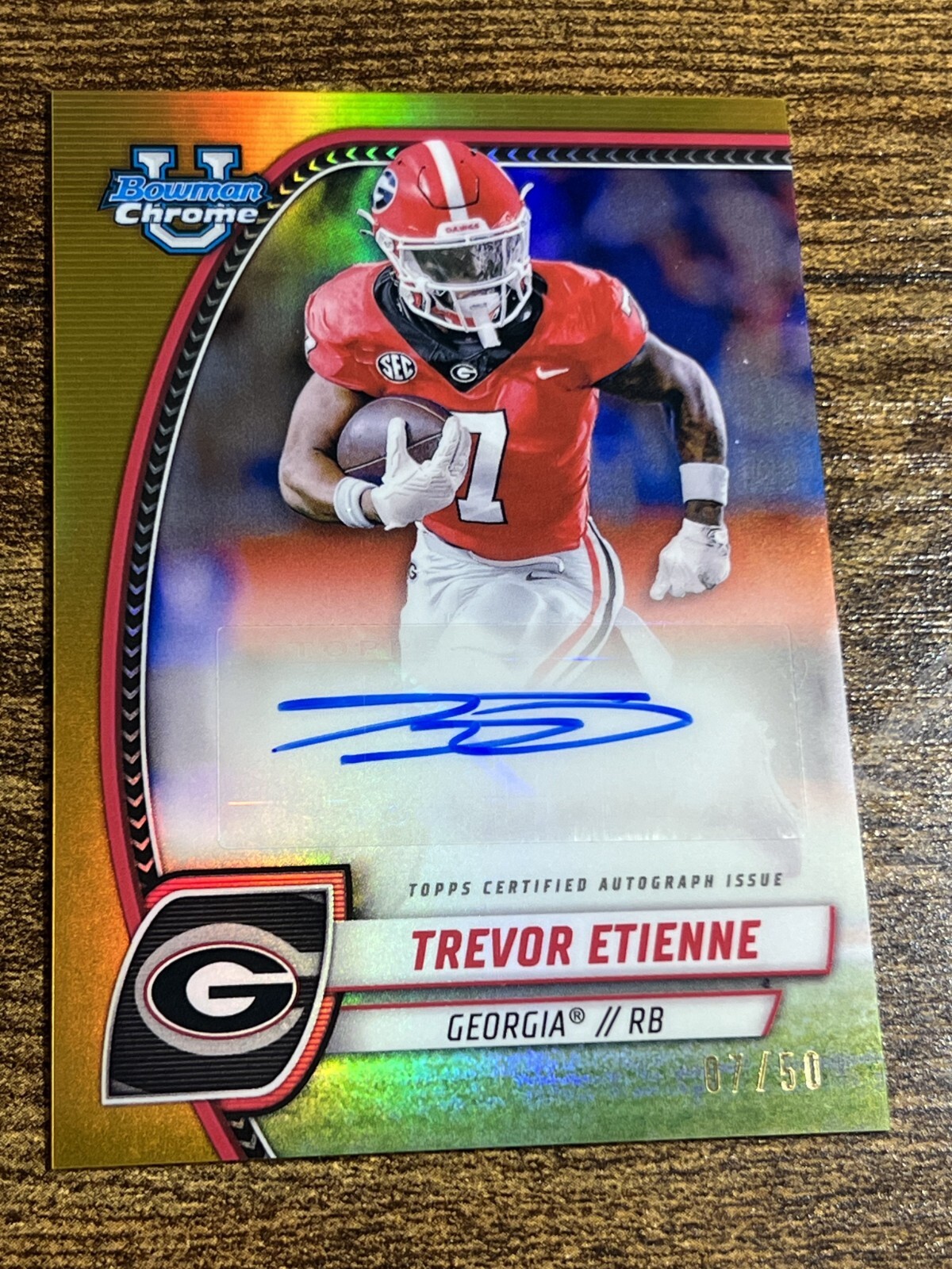 TREVOR ETIENNE 2024 Bowman Chrome University Gold Refractor Auto /50 #PA-TET