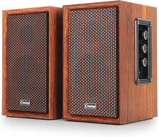 40W Computer Speakers,2.0 AC Powered Wooden PC Speakers with Strong Bass,7.28" X