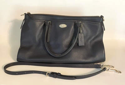coachバック Coach Pebbled Leather Morgan Satchel F35185 Midnight Blue Handbag