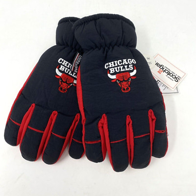 Chicago Bulls NBA Men's Thinsulate Winter Ski Gloves 3M Size S/M Black Red NEW