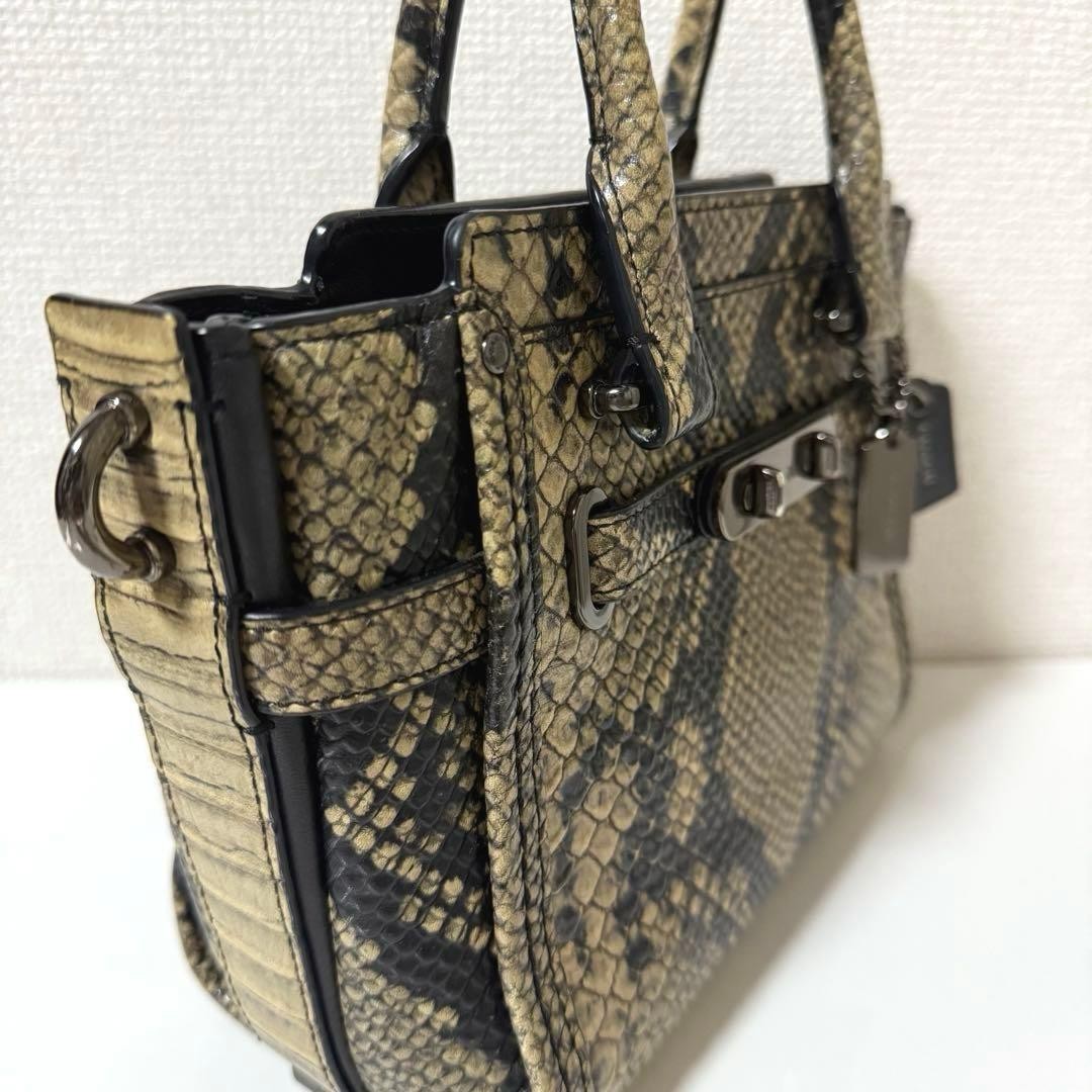 Coach Python Embossed 2-Way Handbag Crossbody Lea… - image 8