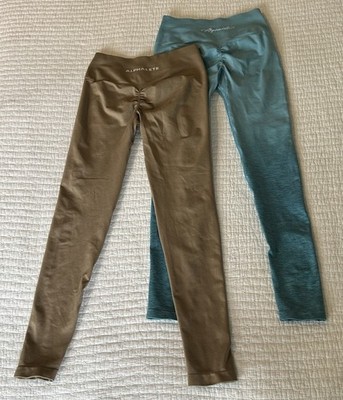 BUNDLE (2)-Alphalete Amplify Leggings Women SzSmall Tan & Turquoise Blue Ombré