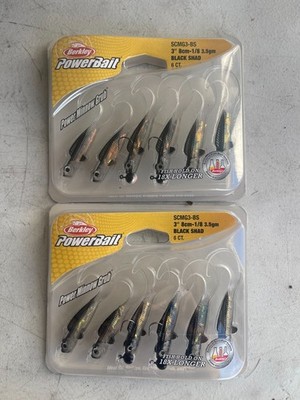 Berkley 3'' Power Minnow Grubs 2 Soft Fishing Baits Black Shad Lot of 2 New
