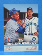 2001 Topps Combos Card #TC6, Shortstop Supremacy – Ernie Banks & Alex Rodriguez