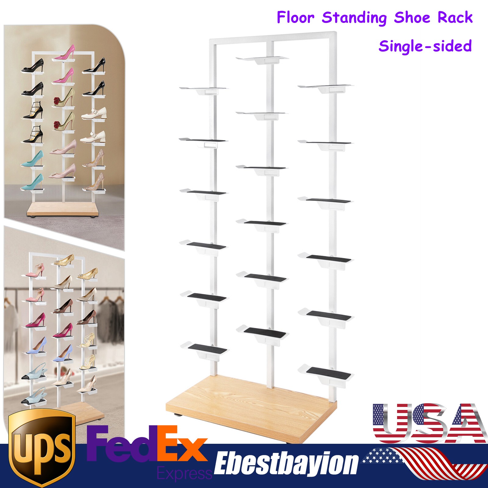 18-Compartment Floor Shoe Rack Organizer with Spacious Storage Shelf