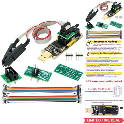 EEPROM BIOS USB Programmer CH341A + SOIC8 Clip + 1.8V Adapter + SOIC8 Adapter...