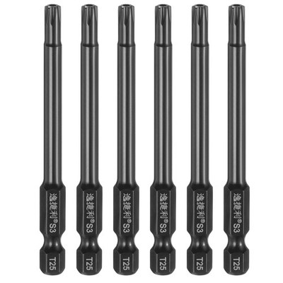 6x T25 Magnet-Torx-Bits 1/4'' 75mm schwarz/Audi