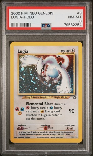 2000 Pokemon LUGIA 9/111 Neo Genesis - Unlimited Cosmos Holo Rare English PSA 8 - Picture 2 of 3