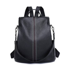 Genuine Leather Backpack Purse For Women Black Antitheft Real S... FAST USA SHIP