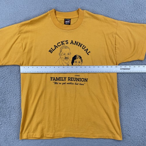 Vtg Fruit Of The Loom Best Yellow XL Single Stitch Shirt USA Made Blacks Reunion - Picture 10 of 17
