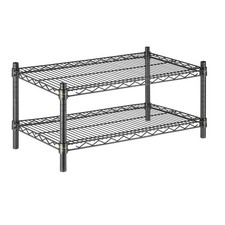 18" D x 30" W x 14" H Black Heavy Duty Wire Shelving with 2 Tier Shelves, NSF...
