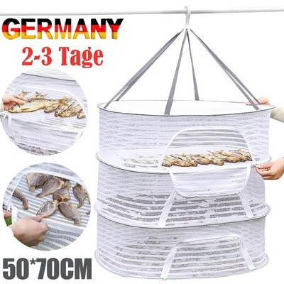 3 Schicht Trockennetz Kräuter Trocknungsnetz Fisch mit Zipper Hängetrockner NEU