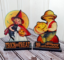 Vintage-Style Halloween Boy Witch Girl Black Cat JOL Table Decor Hobby Lobby
