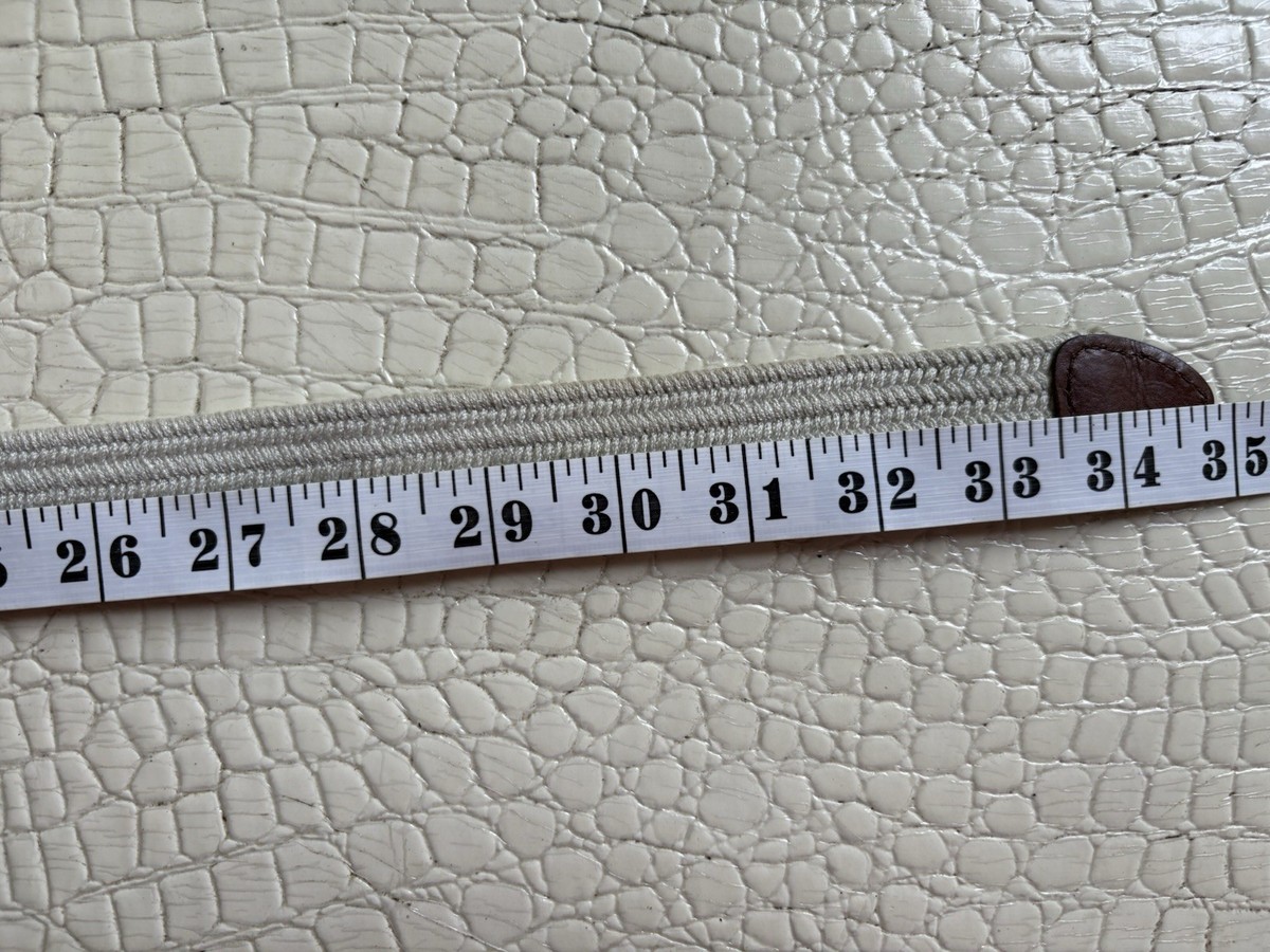 Talbots Belt Women Small Genuine Leather Trim Cream Woven 