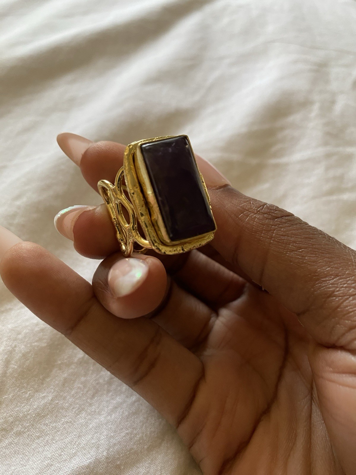 Natural Amethyst Gemstone Ring Adjustable - image 2