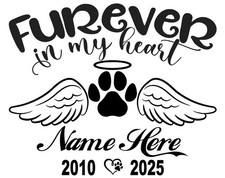 Pet Memorial Decal Personalized Dog Paw Heart Forever Loved Vinyl Sticker 05