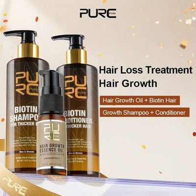 PURC Biotin und Ingwer Haarwachstumsöl Shampoo Conditioner Sets Haarausfall Behandlung