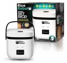 Rice Robot 4 Cup White Space Saving Rice Cooker with Ceramic Nonstick Inner Pot