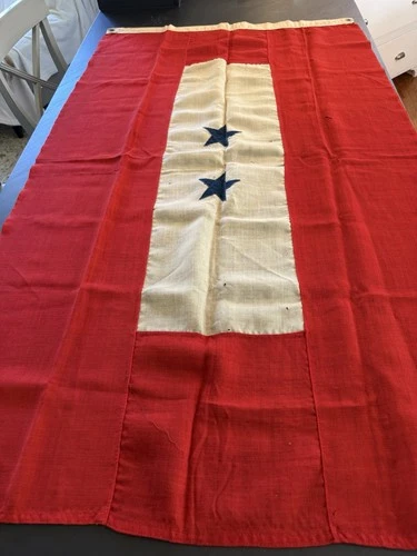 Antique WW2 Double Blue Star Military Service Flag - Size 32”x 56”