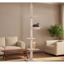 Adjustable Floor-to-Ceiling Cat Tree with 5 Perches, Sisal Scratch Post