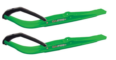 Pair of Green C&A Pro RAZOR 6'' Snowmobile Skis W/Black C&A Loops