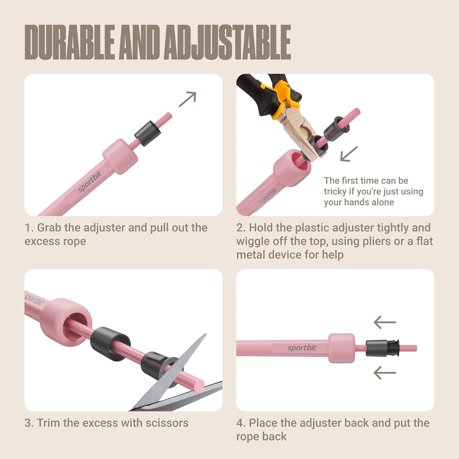 Adjustable Jump Rope for Fitness and Exercise – Skipping Pink 