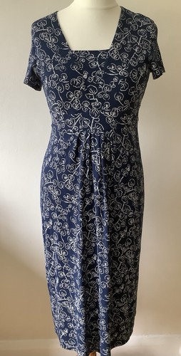 Seasalt Samen Paket Kleid marineblau und weiße Blätter Kurzarm Größe 12
