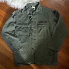 Vintage U.S. Army OG-107 Cotton Sateen Utility Fatigue Jacket Vietnam War Small