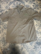 Carhartt Force Vented Relax Fit Work Shirt Men's L Gray Button Down Utility