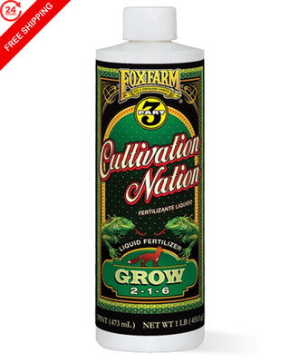 FoxFarm Cultivation Nation Grow Liquid Plant Food, 2-1-6 - 1 Pint, No Color