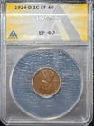 1924-D Lincoln Wheat Copper Cent 1C ANACS XF40 - Old Glory C&C Weekly 1c Auction