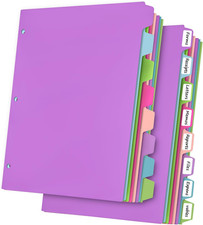 16Pcs/2 Set Binder Dividers with Tabs, 8 Color Tab for 3 Ring Binder Dividers, P