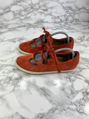 Fitflop Fia Suede Ballerina Shoes Womens UK Orange Lace