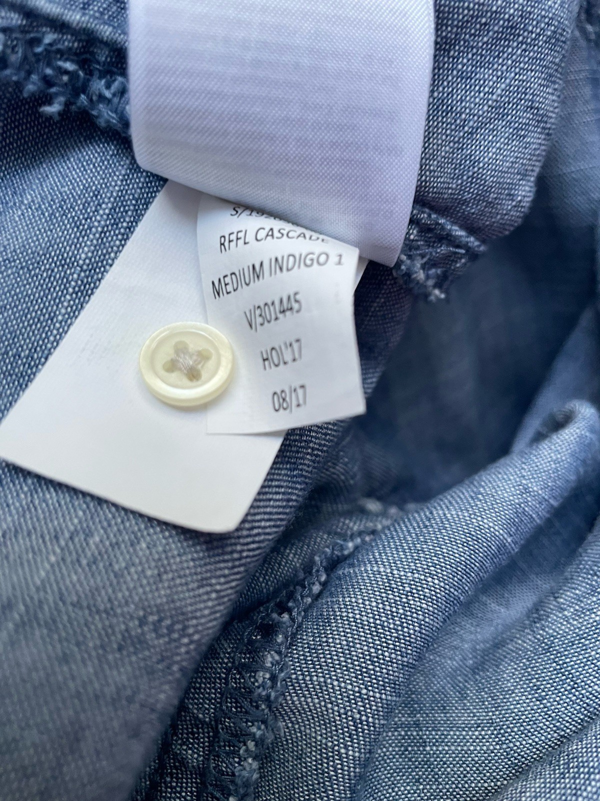 GAP Blue Jean Long Sleeve Ruffle Blouse Top Shirt Medium M