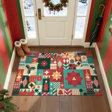 Christmas Rug 3x5 for Entryway Washable Christmas Bedroom Rug Xmas Geometric ...