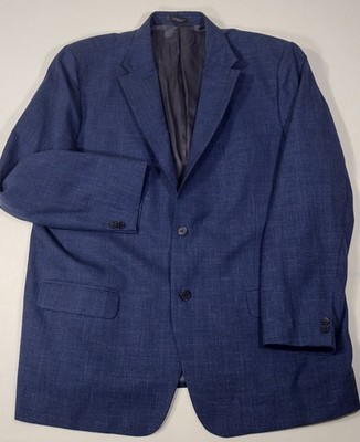STUDIO SUITS LORO PIANA BLAZER MENS 51 BLUE TEXTURED SUMMERTIME 2 BUTTON VENTED