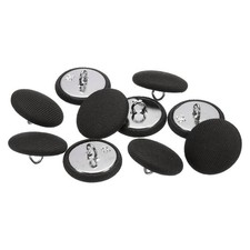 10pcs 23mm Fabric Cloth Covered with Metal Shank Round Sewing Buttons Black
