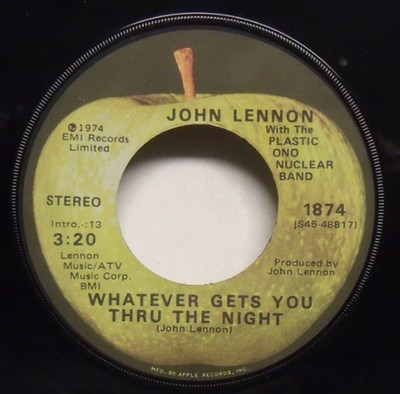 John Lennon - Whatever Gets You Thru The Night - 1974 Apple 45
