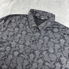 Travis Mathew Polo Shirt Mens 2XL Pineapple Golf AOP Pima Preppy Vacation XXL