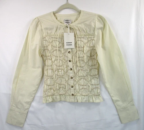 -NWT Damson Madder Elliana Smocked Cardi Butter Smocked Women's Top Sz 10