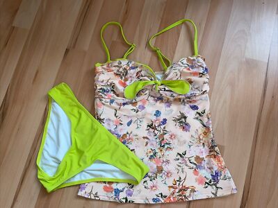 Heine Tankini Set Bügel Top 36D Bikini Hose 36 Schwimmanzug Badeanzug NEU