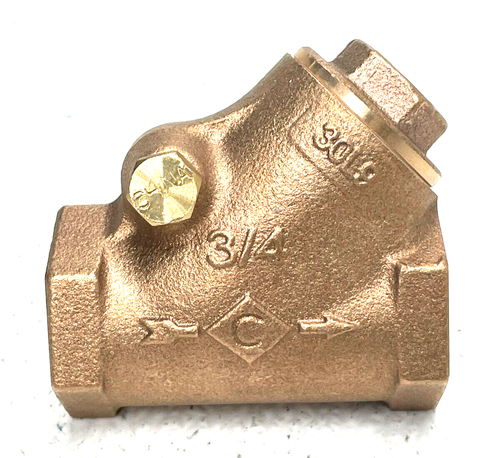 Bronze Swing Check Valve Y-Pattern 3/4" NPT Thread Ends 125-psi SWP, 200-psi WOG - Picture 2 of 9