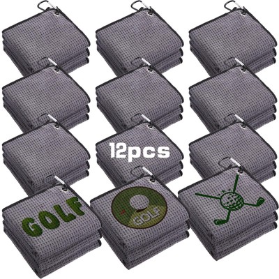 12 Pcs Golf Towel Bulk for Golf Bags 16'' x 16'' Microfiber Fabric Golf Towel...